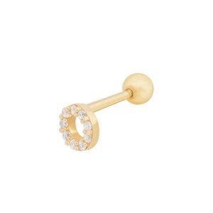 Gold and zircon O shape cartridge Stud Earring